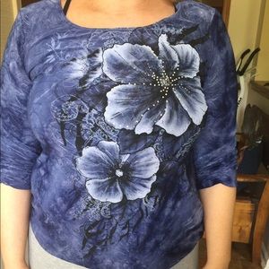 Dress Barn Blue sparkle flower top